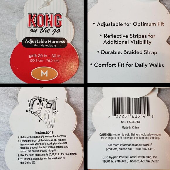 🐶 KONG Medium Adjustable Reflective Braided Strap Dog Harness & 4 ft Rope Leash - Picture 11 of 16